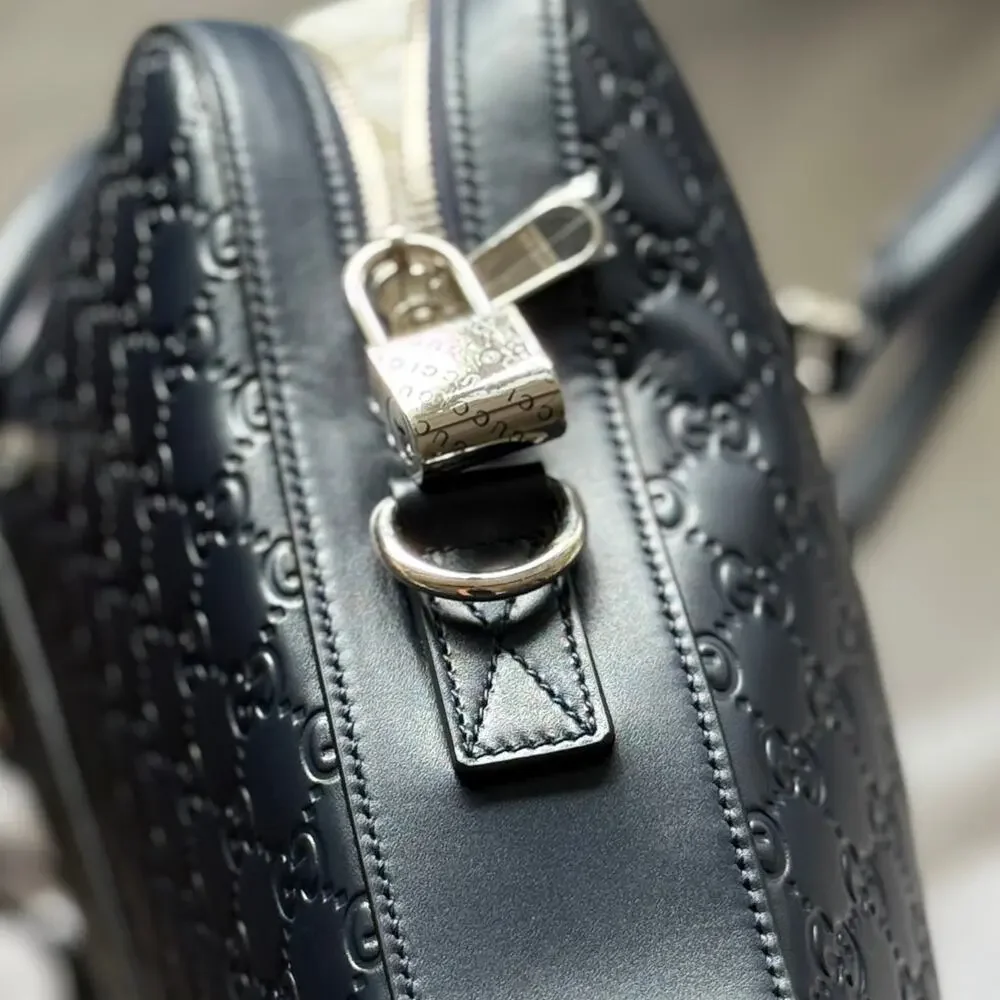Gucci GG Emblem large briefcase navy blue